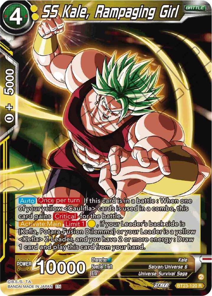 SS Kale Rampaging Girl Foil BT23-120 Perfect Combination Dragonball Super card