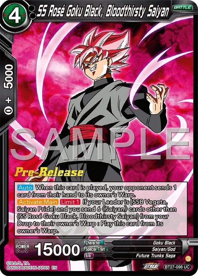 SS Rose Goku Black Bloodthisty Saiyan BT27-098 History of Z Pre-Release Cards Dragonball Super card