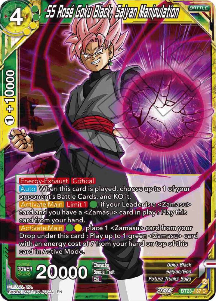SS Rose Goku Black Saiyan Manipulation BT23-137 Perfect Combination Dragonball Super card