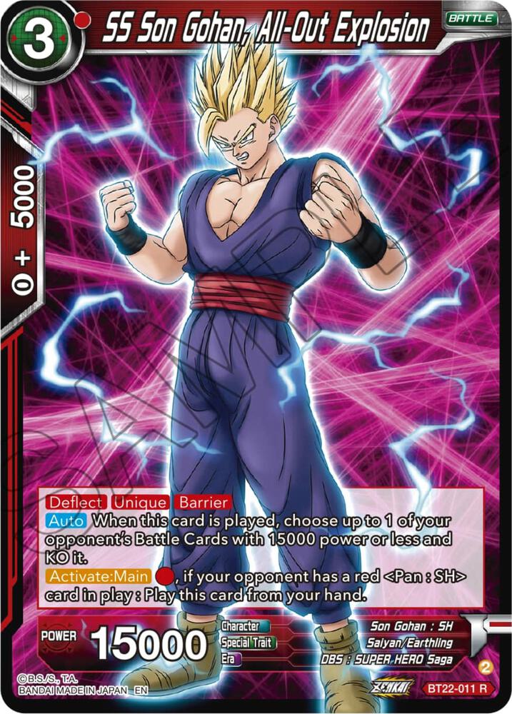 SS Son Gohan All Out Explosion Foil BT22-011 Critical Blow Dragonball Super card