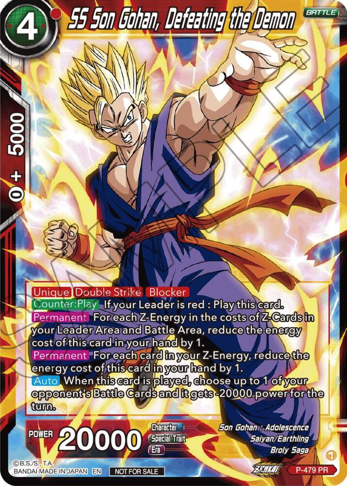 SS Son Gohan Defeating the Demon Zenkai Series Tournament Pack Vol3 P-479 Tournament Promotion Cards Dragonball Super card