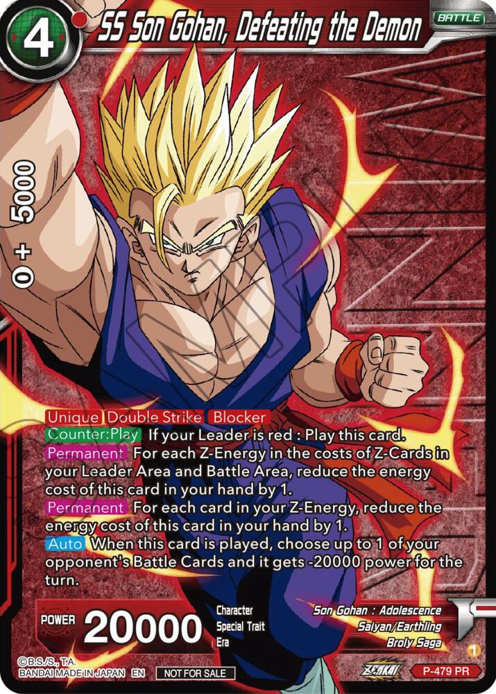 SS Son Gohan Defeating the Demon Zenkai Series Tournament Pack Vol3 Winner P-479 Tournament Promotion Cards Dragonball Super card