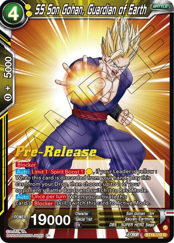 SS Son Gohan Guardian of Earth BT18-110 Dawn of the Z-Legends Pre-Release Cards Dragonball Super card