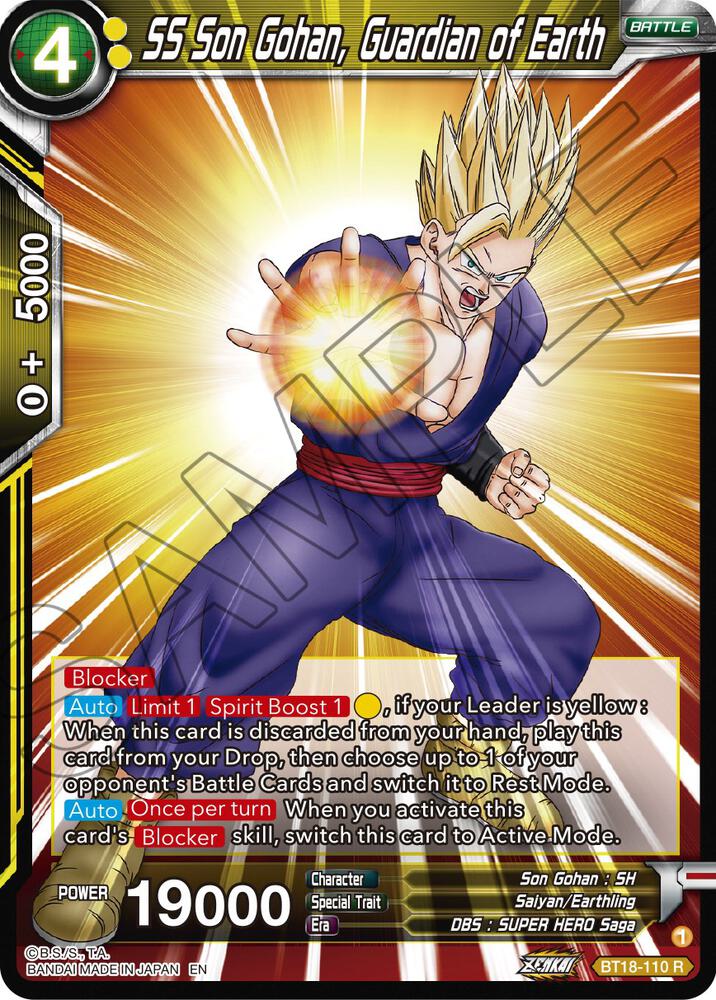 SS Son Gohan Guardian of Earth BT18-110 Dawn of the Z-Legends Dragonball Super card