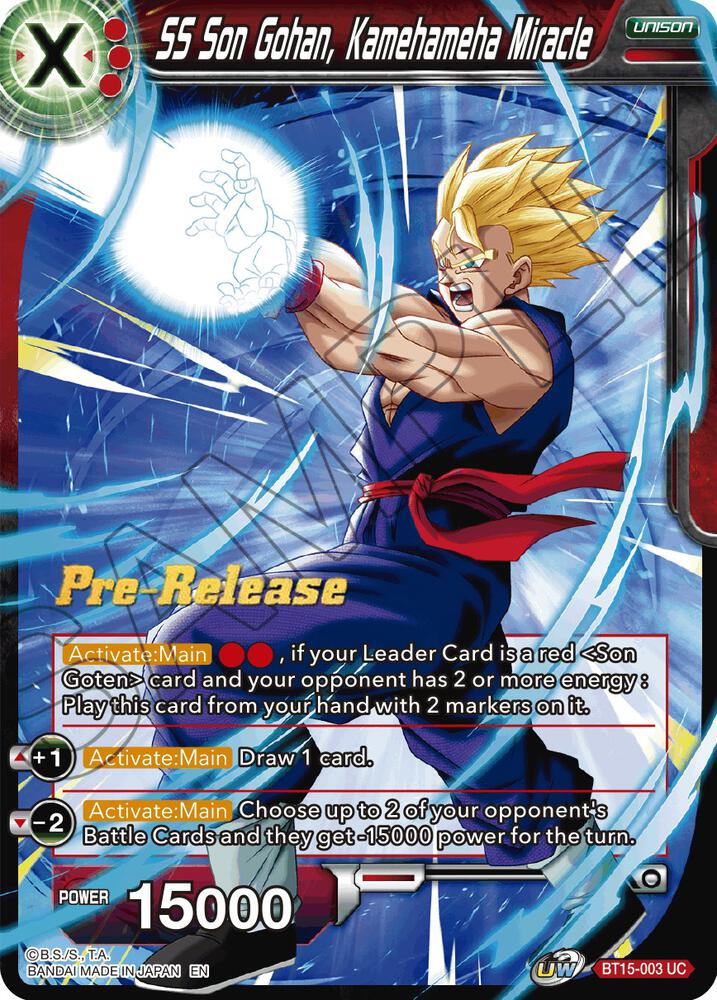 SS Son Gohan Kamehameha Miracle BT15-003 Saiyan Showdown Pre-Release Cards Dragonball Super card