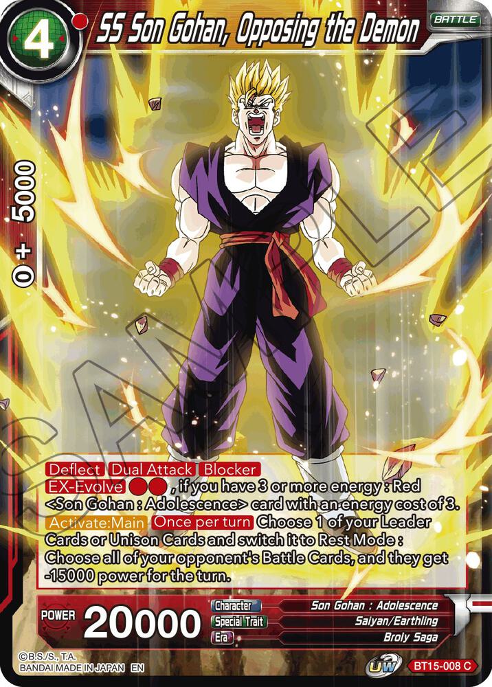 SS Son Gohan Opposing the Demon Foil BT15-008 Saiyan Showdown Dragonball Super card