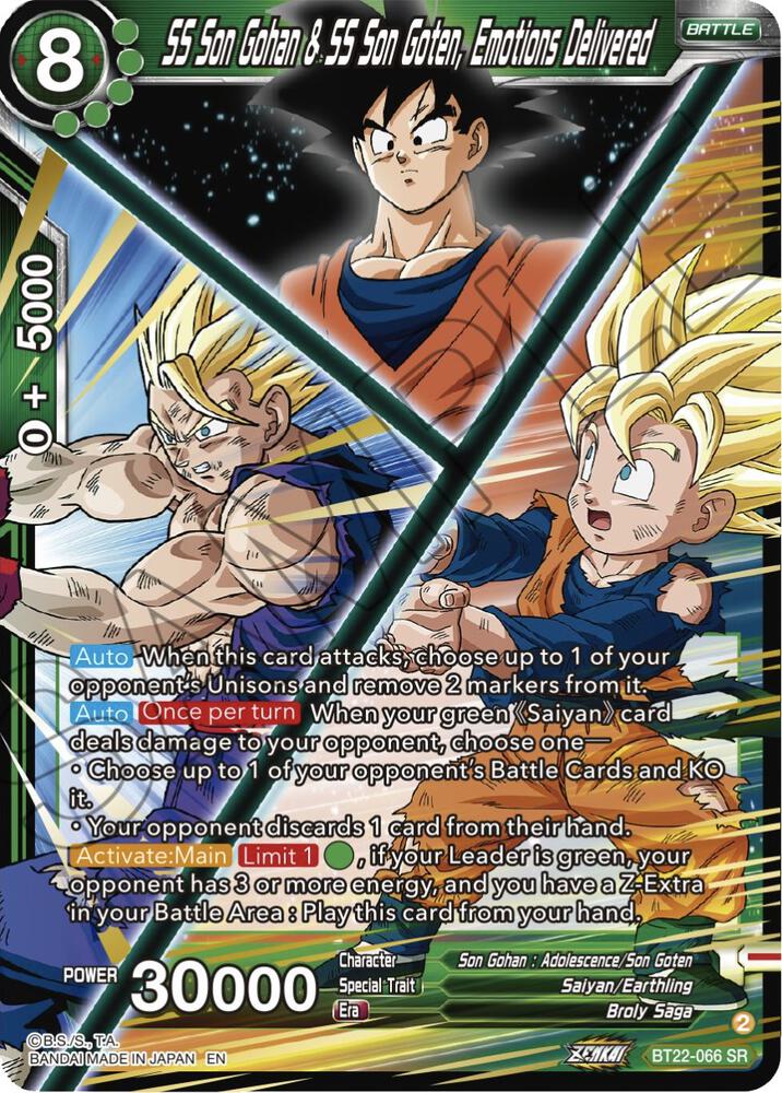 SS Son Gohan and SS Son Goten Emotions Delivered BT22-066 Critical Blow Dragonball Super card