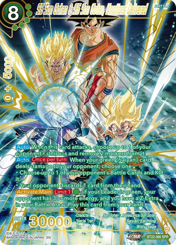 SS Son Gohan and SS Son Goten Emotions Delivered SPR BT22-066 Critical Blow Dragonball Super card