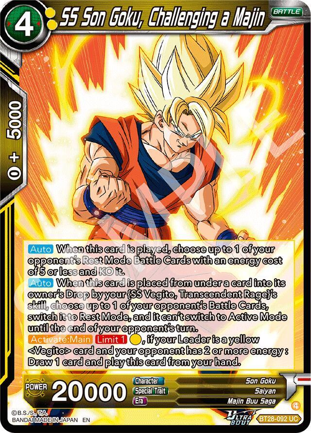 SS Son Goku Challenging a Majin Foil BT28-092 Prismatic Clash Dragonball Super card