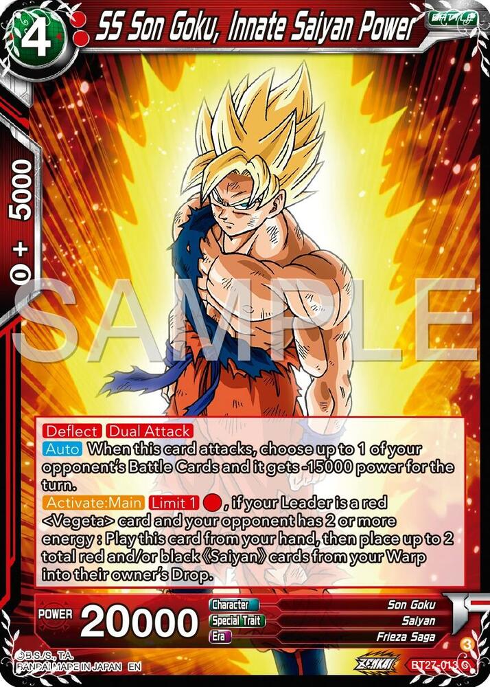 SS Son Goku Innate Saiyan Power BT27-013 History of Z Dragonball Super card