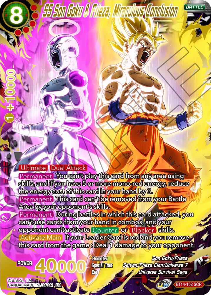 SS Son Goku and Frieza Miraculous Conclusion BT14-152 Cross Spirits Dragonball Super card
