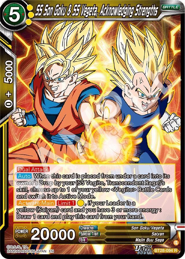 SS Son Goku and SS Vegeta Acknowledging Strengths Foil BT28-094 Prismatic Clash Dragonball Super card