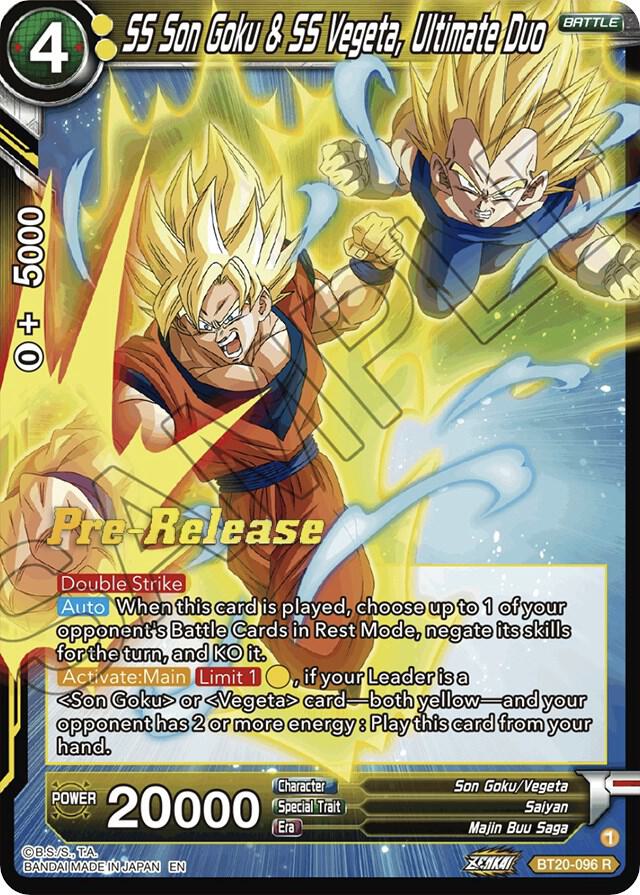 SS Son Goku and SS Vegeta Ultimate Duo BT20-096 Power Absorbed Pre-Release Cards Dragonball Super card