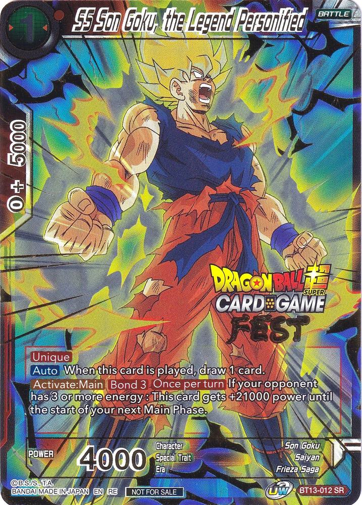 SS Son Goku the Legend Personified Card Game Fest 2022 BT13-012 Tournament Promotion Cards Dragonball Super card