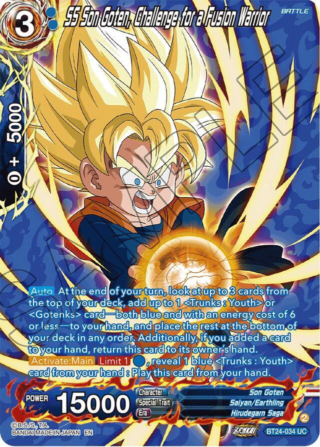 SS Son Goten Challenge for a Fusion Warrior Collector Booster Silver BT24-034 Beyond Generations Dragonball Super card