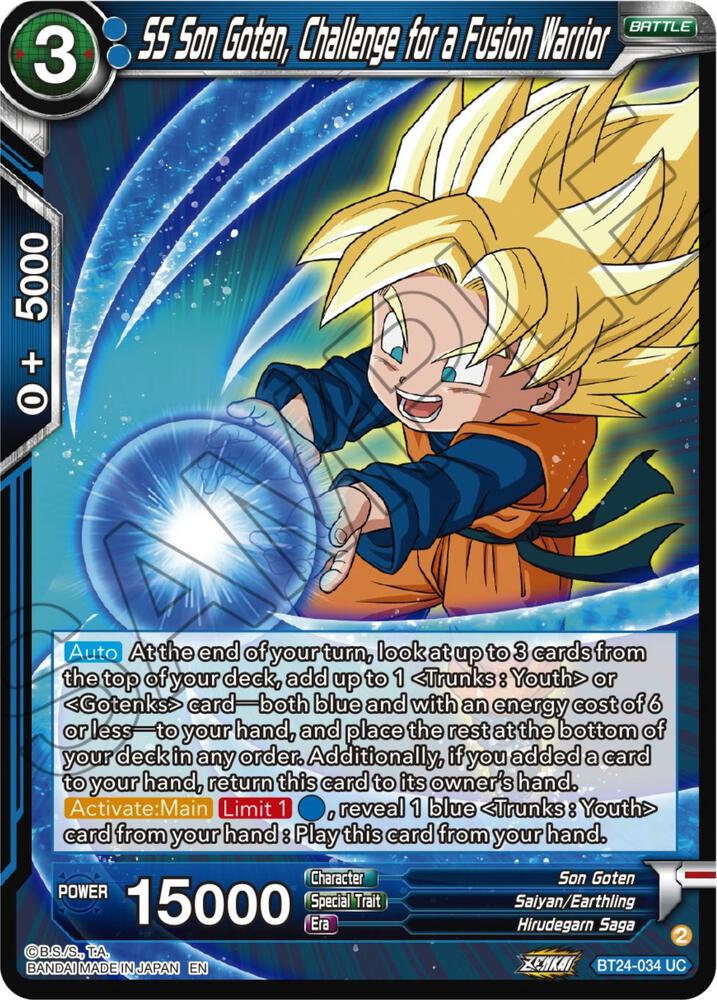 SS Son Goten Challenge for a Fusion Warrior Foil BT24-034 Beyond Generations Dragonball Super card