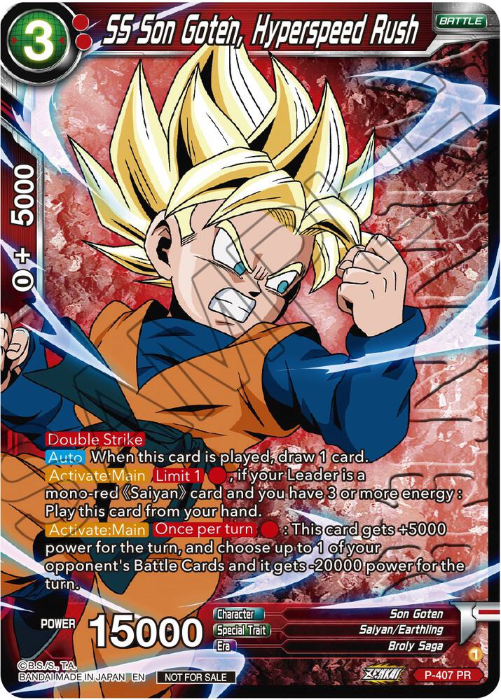 SS Son Goten Hyperspeed Rush Zenkai Series Tournament Pack Vol1 Winner P-407 Tournament Promotion Cards Dragonball Super card