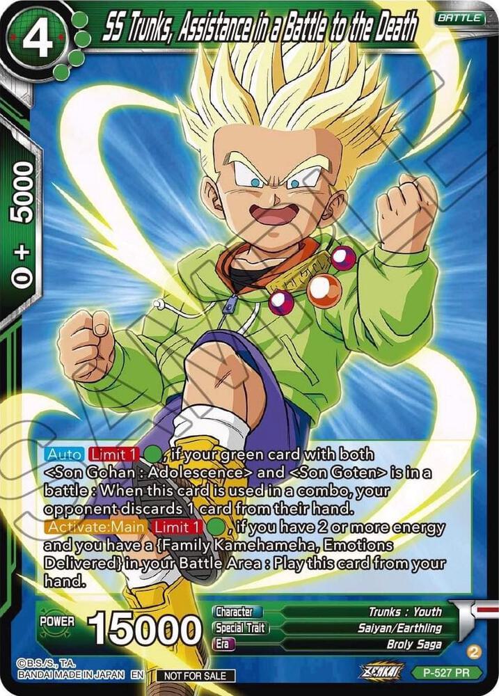 SS Trunks Assistance in a Battle to the Death Zenkai Series Tournament Pack Vol5 P-527 Tournament Promotion Cards Dragonball Super card