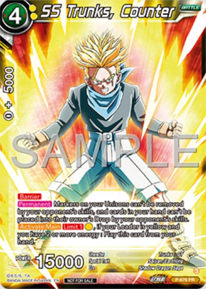 SS Trunks Counter Zenkai Series Tournament Pack Vol11 P-676 Tournament Promotion Cards Dragonball Super card