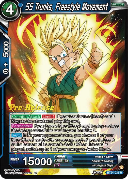 SS Trunks Freestyle Movement BT24-035 Beyond Generations Pre-Release Cards Dragonball Super card