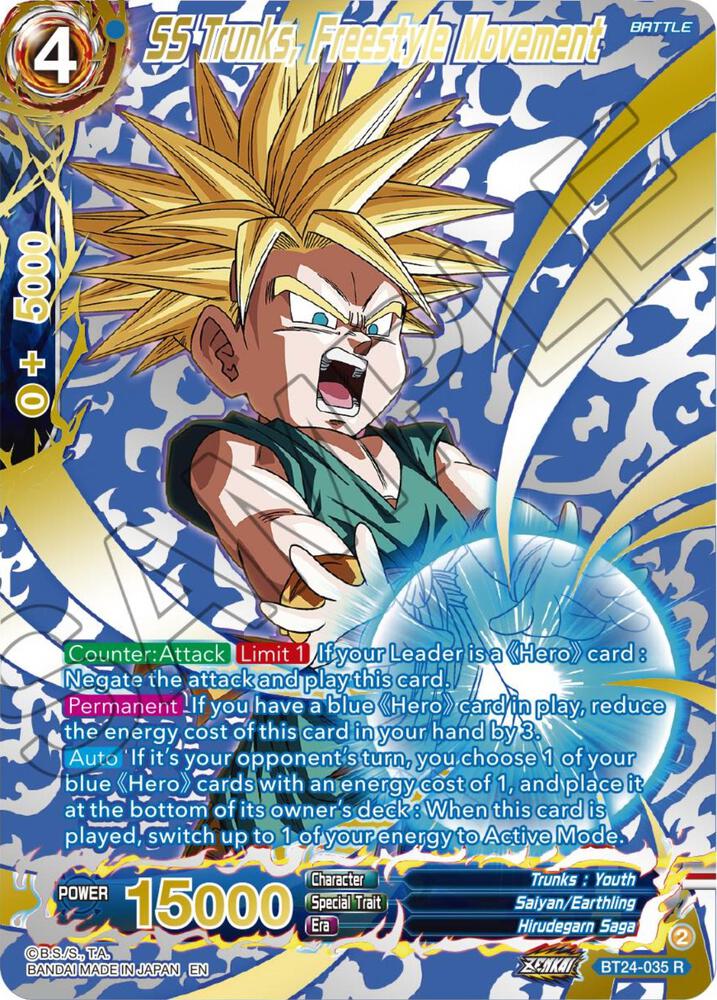 SS Trunks Freestyle Movement Collector Booster Gold BT24-035 Beyond Generations Dragonball Super card