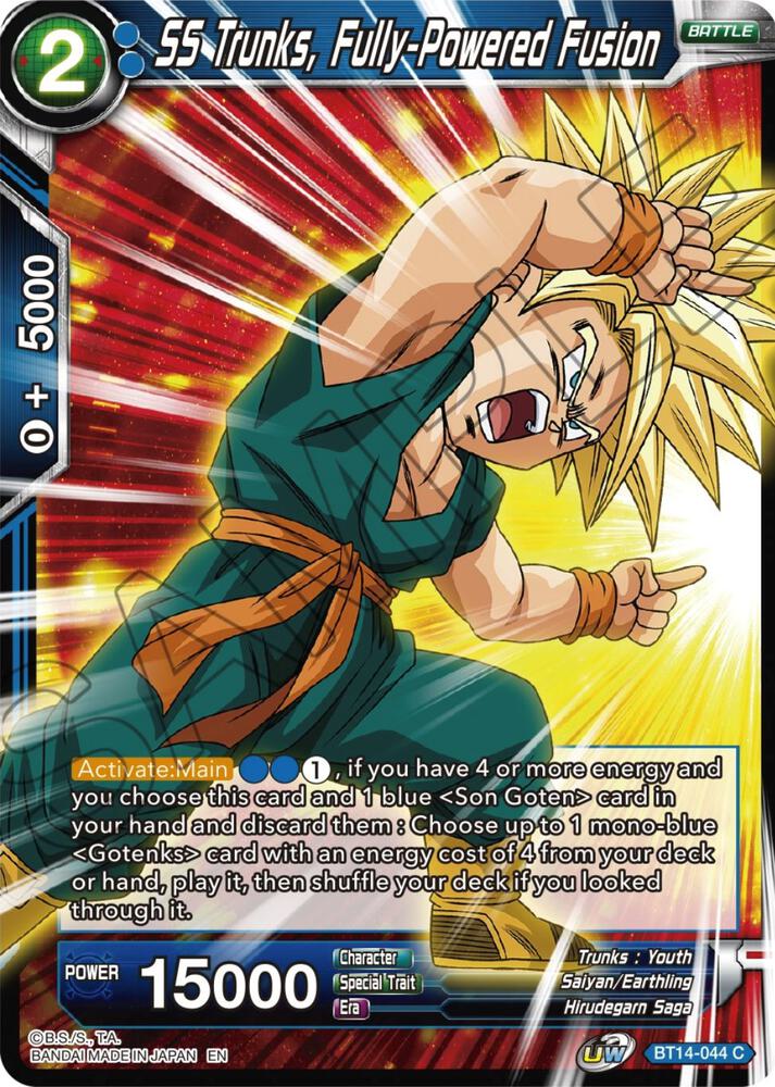 SS Trunks Fully Powered Fusion BT14-044 Cross Spirits Dragonball Super card