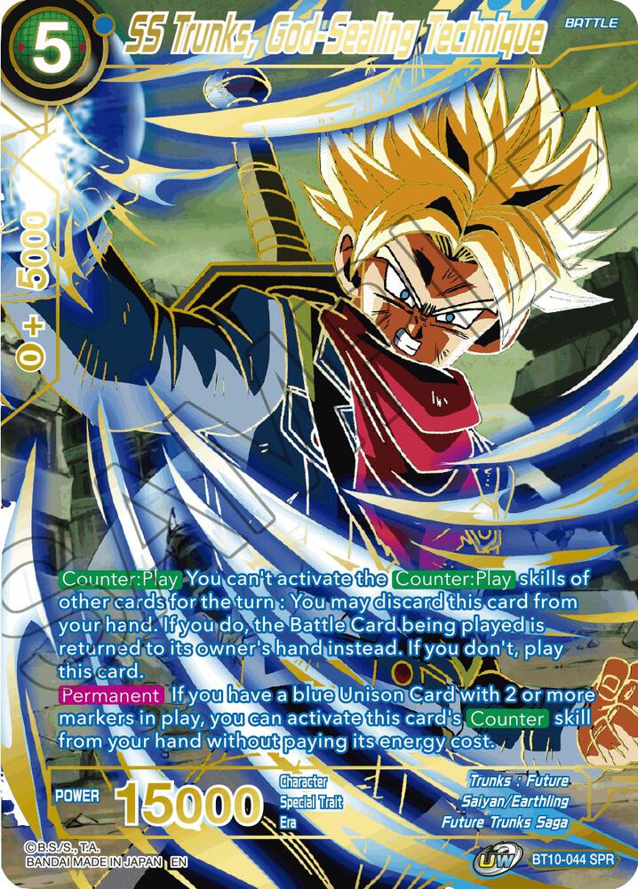 SS Trunks God Sealing Technique SPR BT10-044 Rise of the Unison Warrior Dragonball Super card