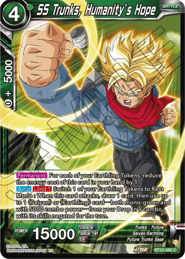 SS Trunks Humanitys Hope Foil BT23-082 Perfect Combination Dragonball Super card