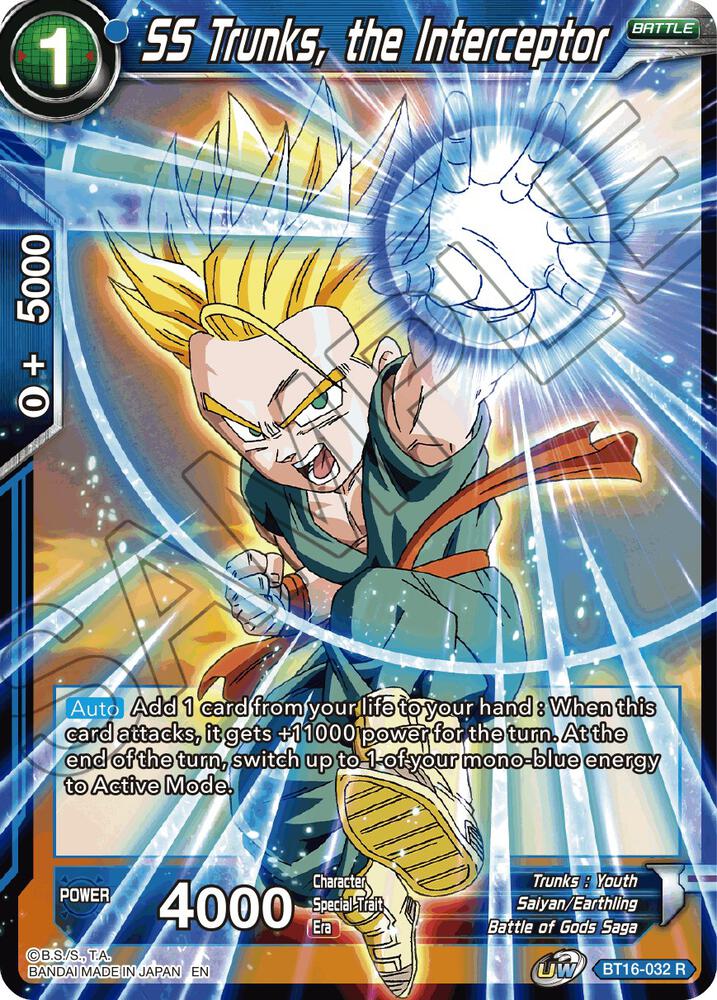 SS Trunks the Interceptor BT16-032 Realm of the Gods Dragonball Super card
