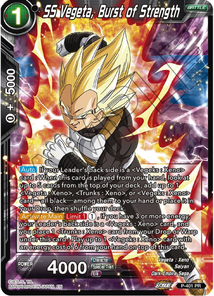 SS Vegeta Burst of Strength P-401 Promotion Cards Dragonball Super card