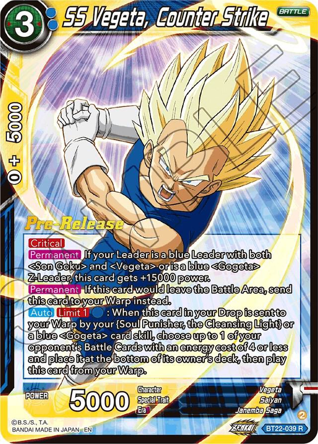 SS Vegeta Counter Strike BT22-039 Critical Blow Pre-Release Cards Dragonball Super card