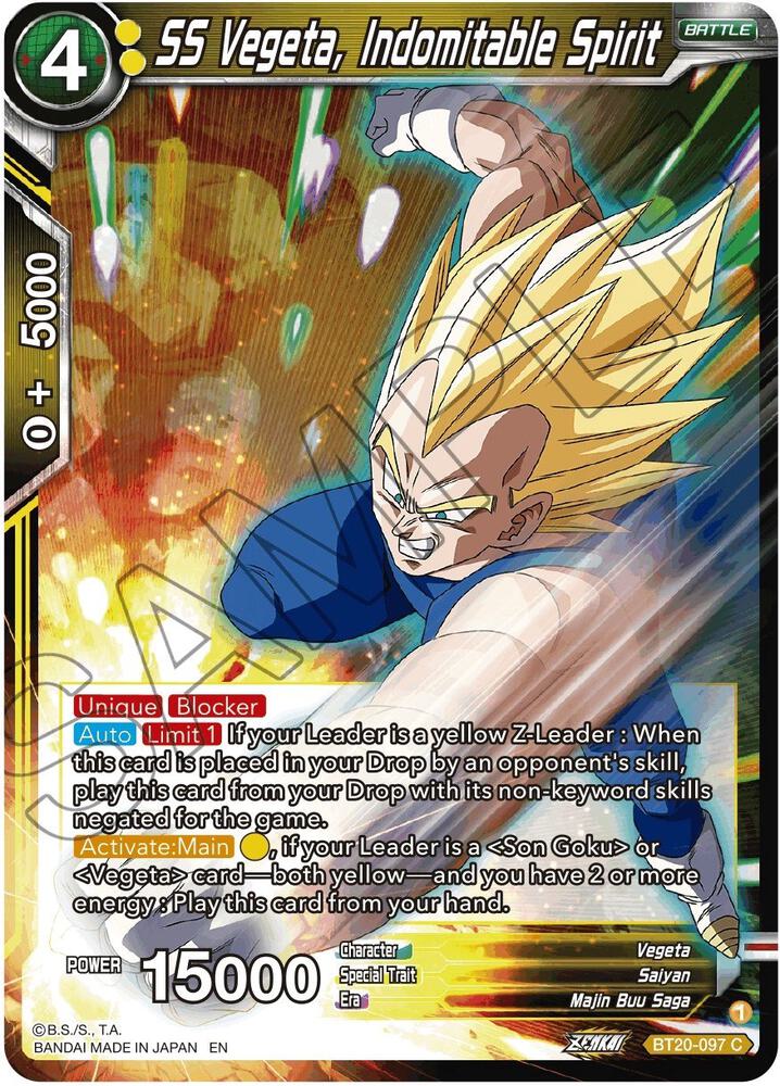 SS Vegeta Indomitable Spirit Foil BT20-097 Power Absorbed Dragonball Super card