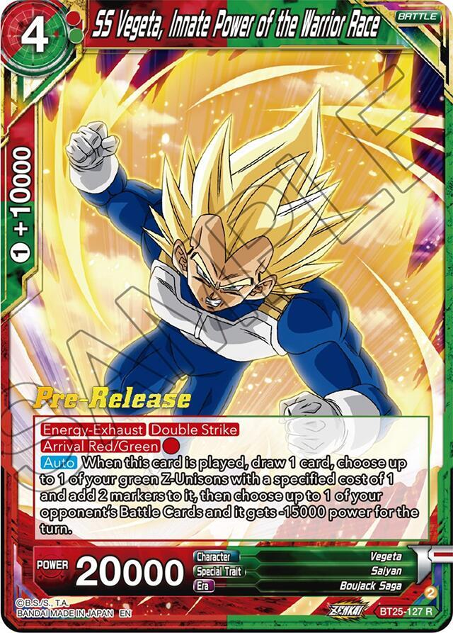 SS Vegeta Innate Power of the Warrior Race BT25-127 Legend of the Dragon Balls Pre-Release Cards Dragonball Super card