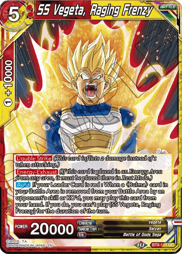 SS Vegeta Raging Frenzy Foil BT8-111 Malicious Machinations Dragonball Super card