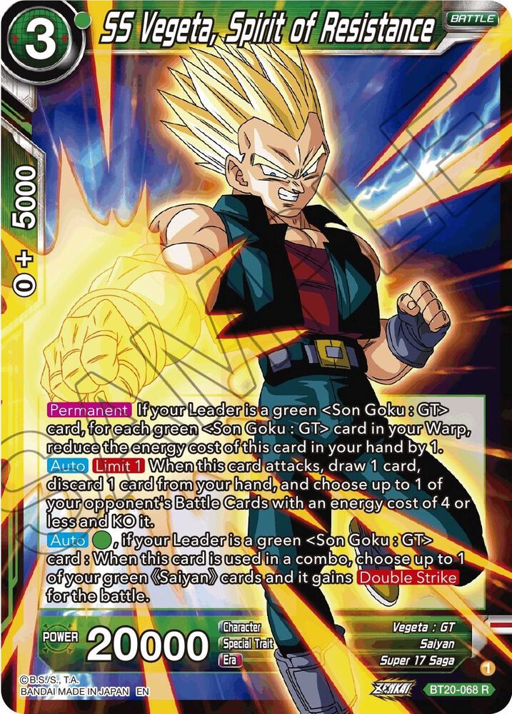 SS Vegeta Spirit of Resistance Foil BT20-068 Power Absorbed Dragonball Super card
