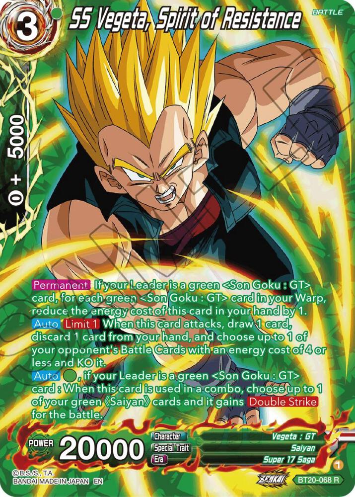 SS Vegeta Spirit of Resistance Silver Foil BT20-068 Power Absorbed Dragonball Super card