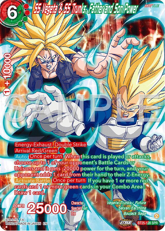 SS Vegeta and SS Trunks Father and Son Power SPR BT25-128 Legend of the Dragon Balls Dragonball Super card