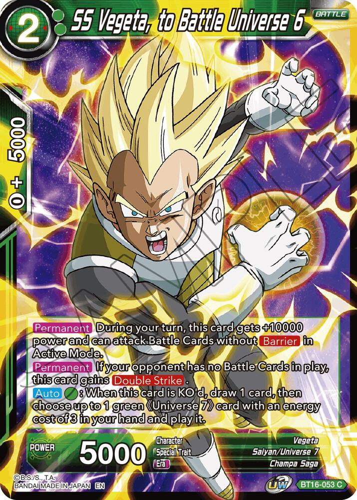 SS Vegeta to Battle Universe 6 BT16-053 Realm of the Gods Dragonball Super card