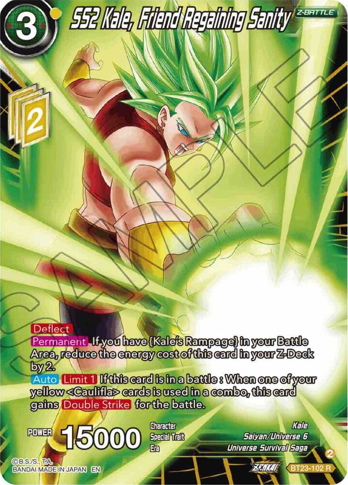 SS2 Kale Friend Regaining Sanity BT23-102 Perfect Combination Dragonball Super card