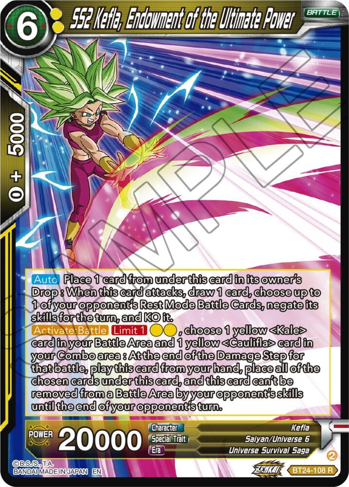 SS2 Kefla Endowment of the Ultimate Power BT24-108 Beyond Generations Dragonball Super card