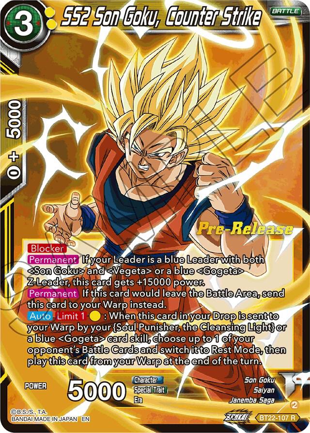 SS2 Son Goku Counter Strike BT22-107 Critical Blow Pre-Release Cards Dragonball Super card