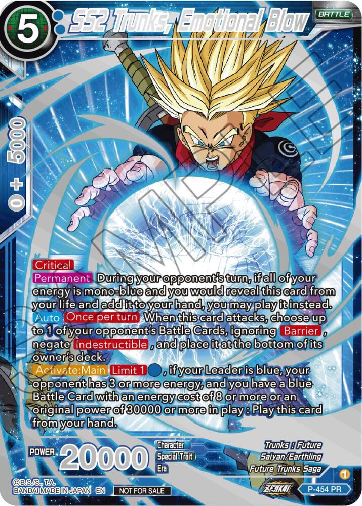 SS2 Trunks Emotional Blow Championship 2023 Reward Alternate Art Card Set Holo P-454 Tournament Promotion Cards Dragonball Super card