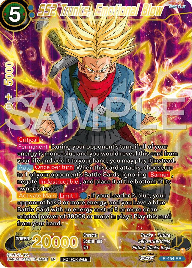 SS2 Trunks Emotional Blow Championship 2024 Finals Pack Gold Stamped P-454 Tournament Promotion Cards Dragonball Super card