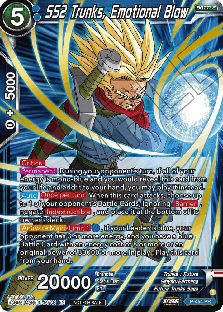 SS2 Trunks Emotional Blow Championship Selection Pack 2023 Vol1 Gold Stamped P-454 Tournament Promotion Cards Dragonball Super card