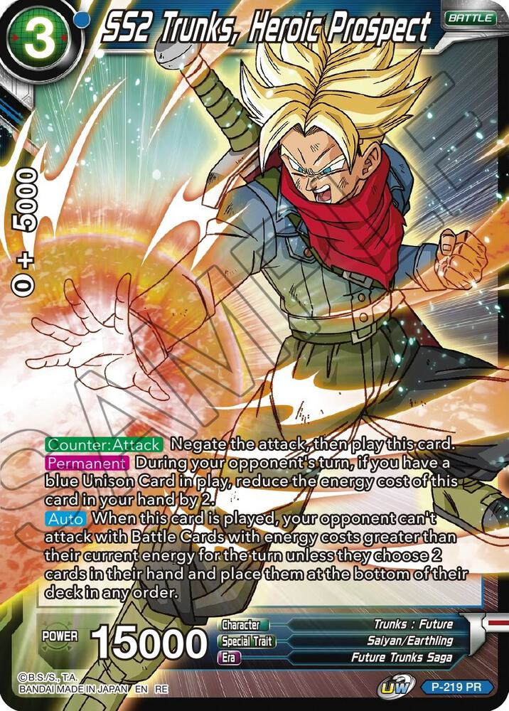 SS2 Trunks Heroic Prospect P-219 Mythic Booster Dragonball Super card