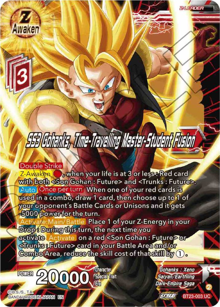 SS3 Gohanks Time Traveling Master Student Fusion BT23-003 Perfect Combination Dragonball Super card