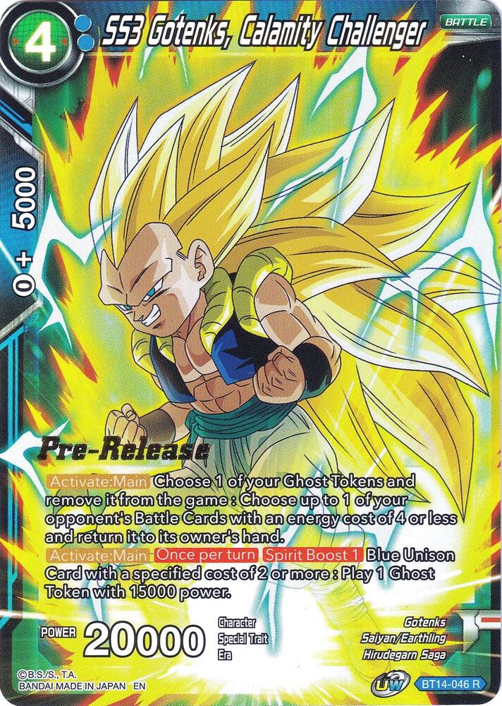 SS3 Gotenks Calamity Challenger BT14-046 Cross Spirits Pre-Release Cards Dragonball Super card