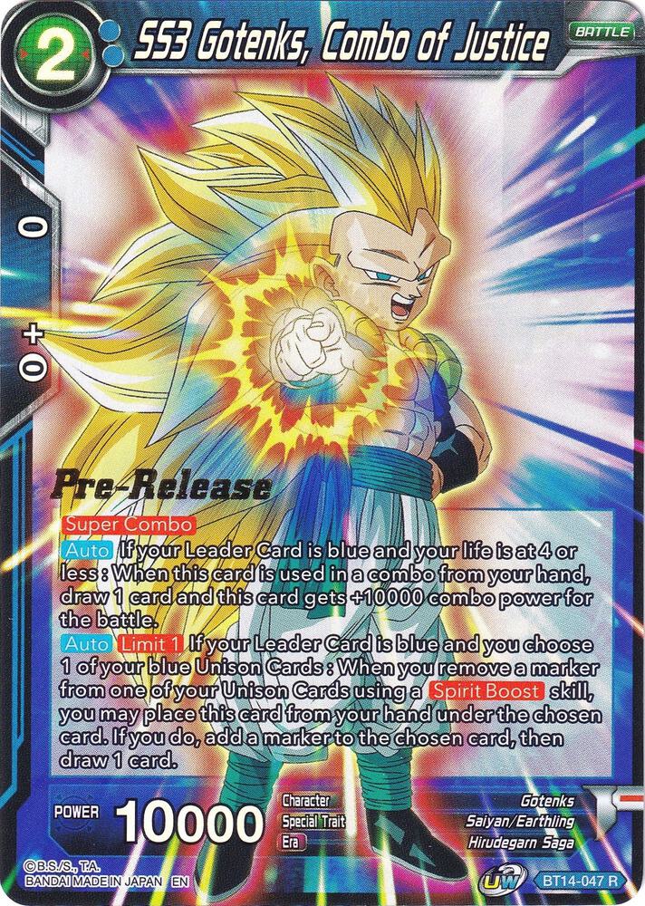 SS3 Gotenks Combo of Justice BT14-047 Cross Spirits Pre-Release Cards Dragonball Super card