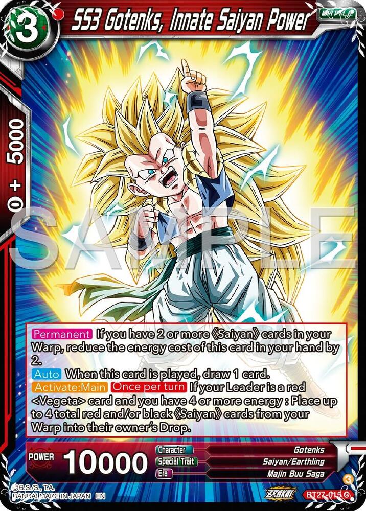 SS3 Gotenks Innate Saiyan Power BT27-015 History of Z Dragonball Super card