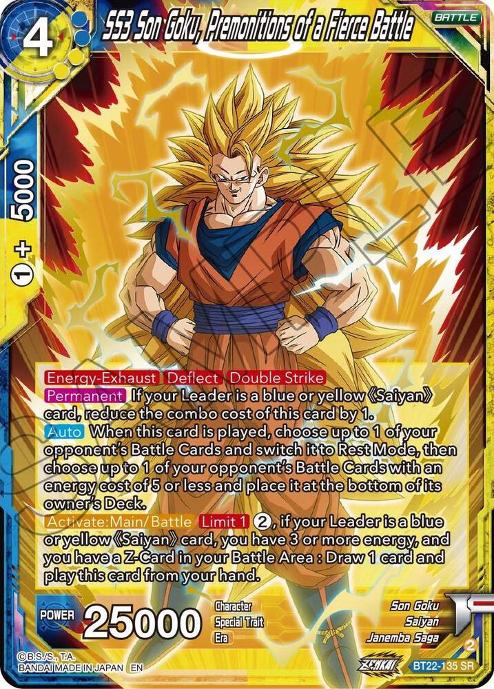 SS3 Son Goku Premonitions of a Fierce Battle BT22-135 Critical Blow Dragonball Super card